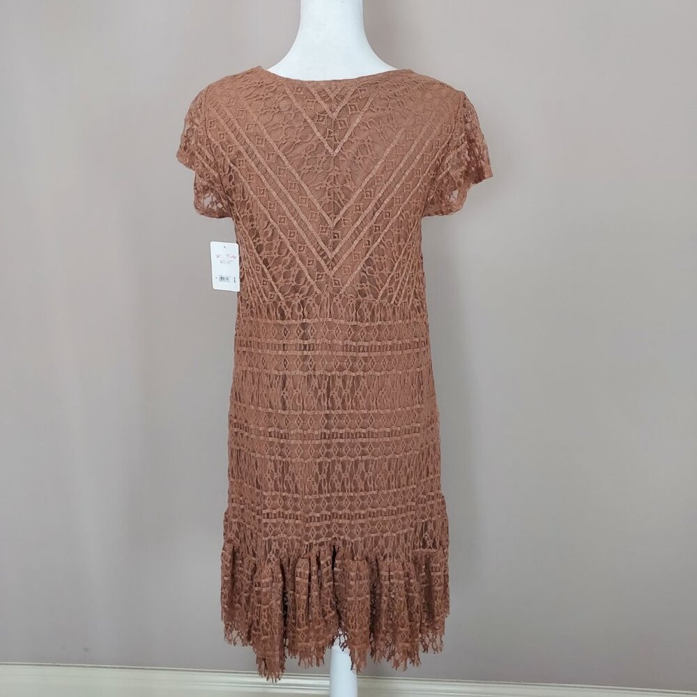 Lucky Brand Short Sleeve Lace Mini Dress Size Med - Picture 2 of 12